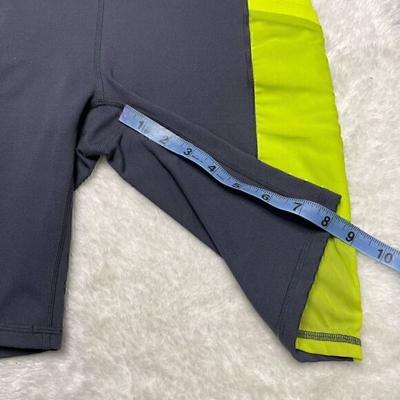 Fabletics Powerhold High Waisted Shorts Navy Blue Yellow Size Small - Picture 8 of 10